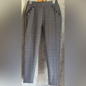 Indero Black and White Skinny Pants with Classic Pattern with Warm Fabric Lining